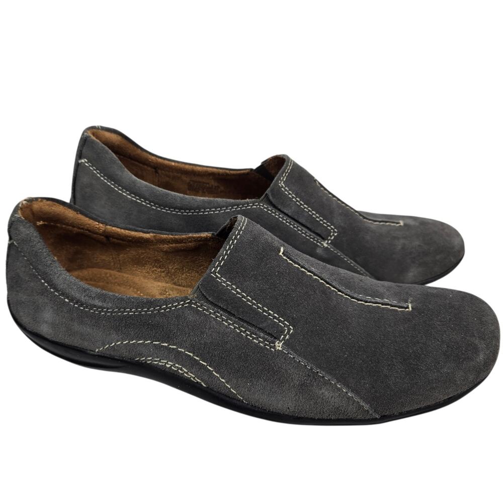 Naturalizer Loafers Fadrina Suede Slip On Flats Gray Womens 8.5M Comfort Shoes